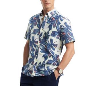 Tommy Hilfiger Tropical Print Classic Fit button up casual shirt size medium